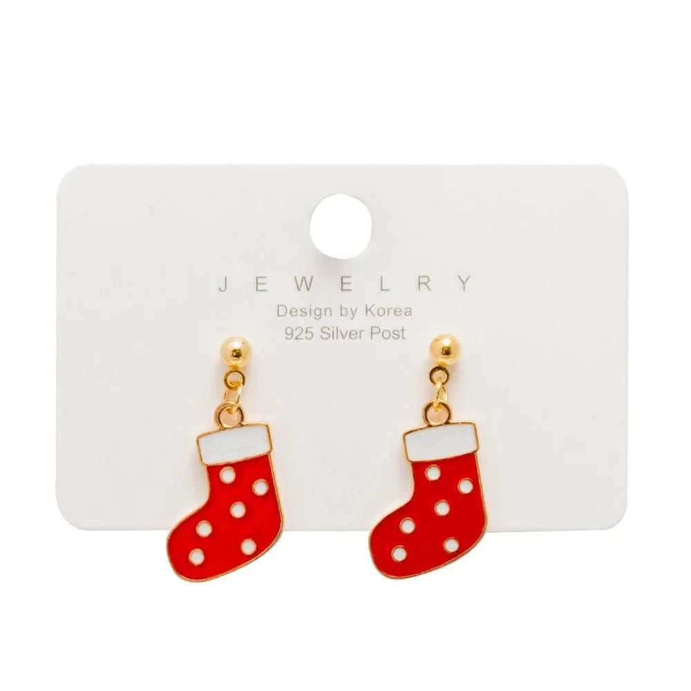 New Arrival Hot Sale Christmas Bell Elk Snowflake Santa Alloy Stud Earrings Jewelry Wholesale