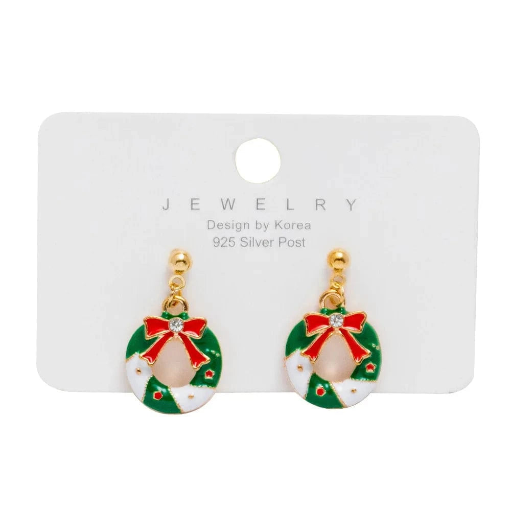 New Arrival Hot Sale Christmas Bell Elk Snowflake Santa Alloy Stud Earrings Jewelry Wholesale