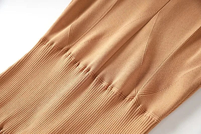 New Arrival Lady Summer Party Wear Basic Chic Beading O-neckline Solid Sleeveless Slim Fitted Women Knit Skinny Midi Dress