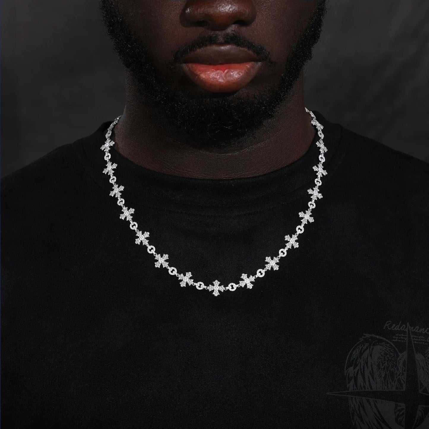 New Arrival Luxury Hip Hop Jewelry Mens 12mm 925 Sterling Silver VVS Moissanite Diamond Iced Out Cross Link Chain Necklace