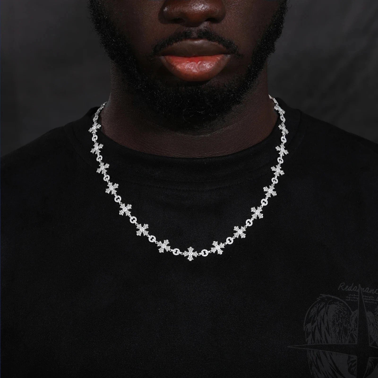 New Arrival Luxury Hip Hop Jewelry Mens 12mm 925 Sterling Silver VVS Moissanite Diamond Iced Out Cross Link Chain Necklace