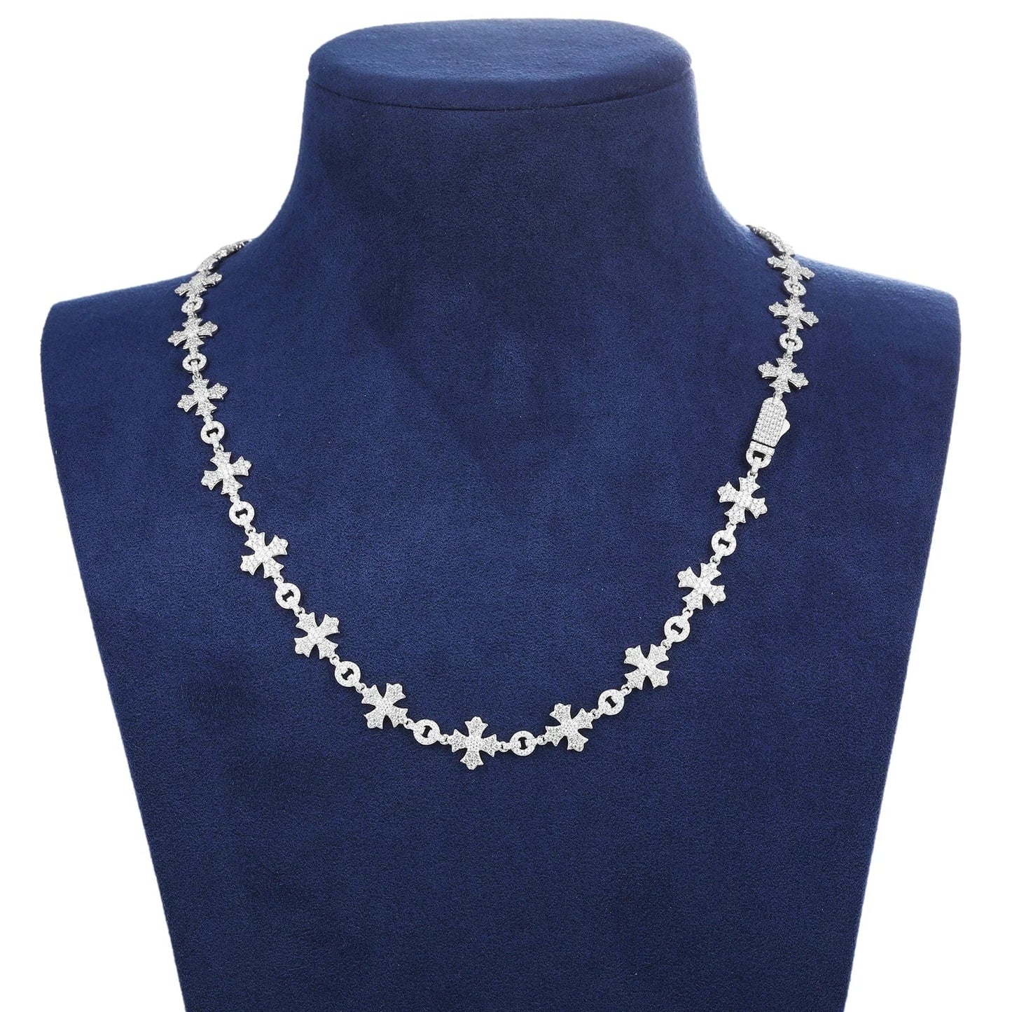 New Arrival Luxury Hip Hop Jewelry Mens 12mm 925 Sterling Silver VVS Moissanite Diamond Iced Out Cross Link Chain Necklace