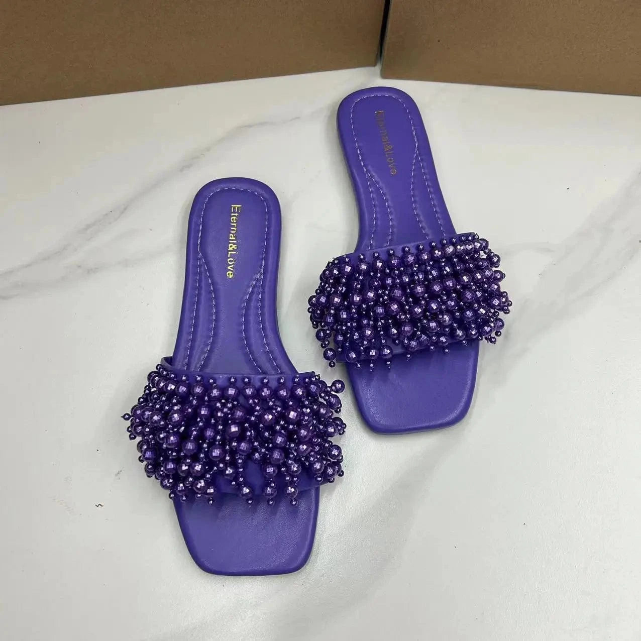 New Arrival Sandale Plat  Pearl Diamond Outdoor 2024 New Spring Korean Sandals for Women