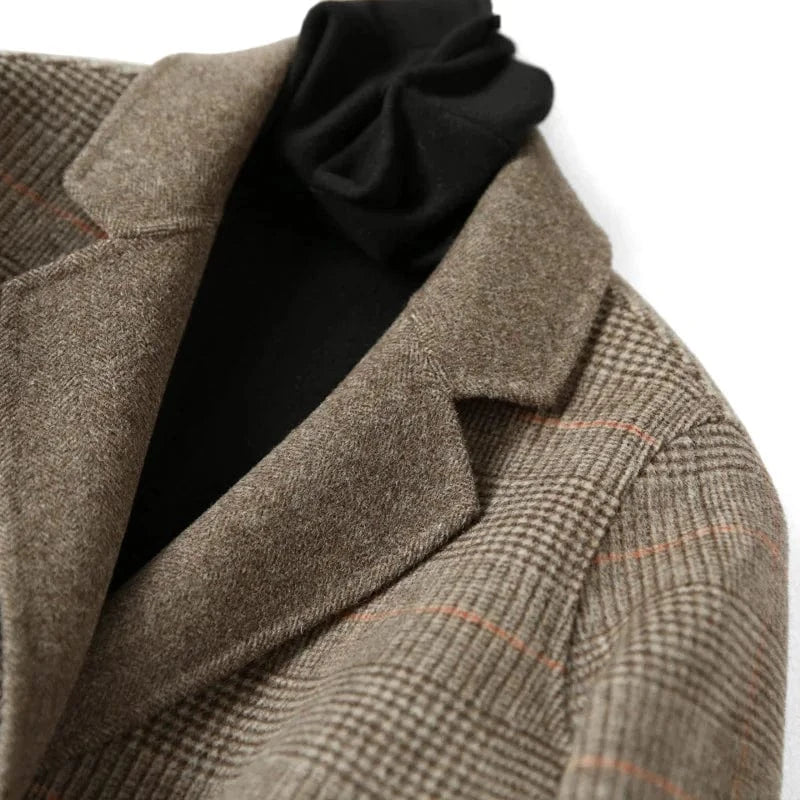 New Arrival Solid Color Lattice Double Face Winter Short Cashmere Wool Coats Women