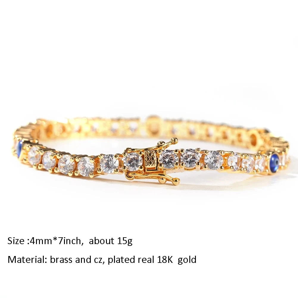 New Arrival Turkish Blue Eye Bracelet Anklet AAA CZ Iced Out Tennis Bracelets Wholesale Women Jewelries