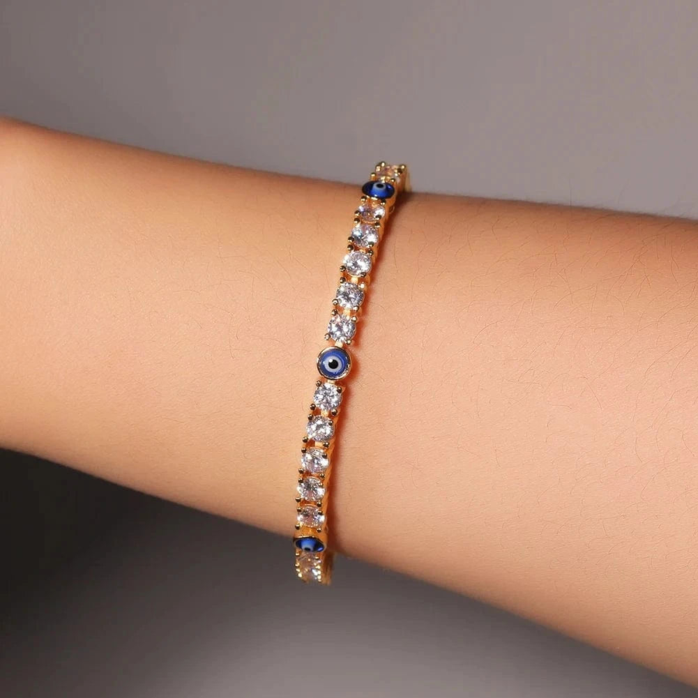 New Arrival Turkish Blue Eye Bracelet Anklet AAA CZ Iced Out Tennis Bracelets Wholesale Women Jewelries