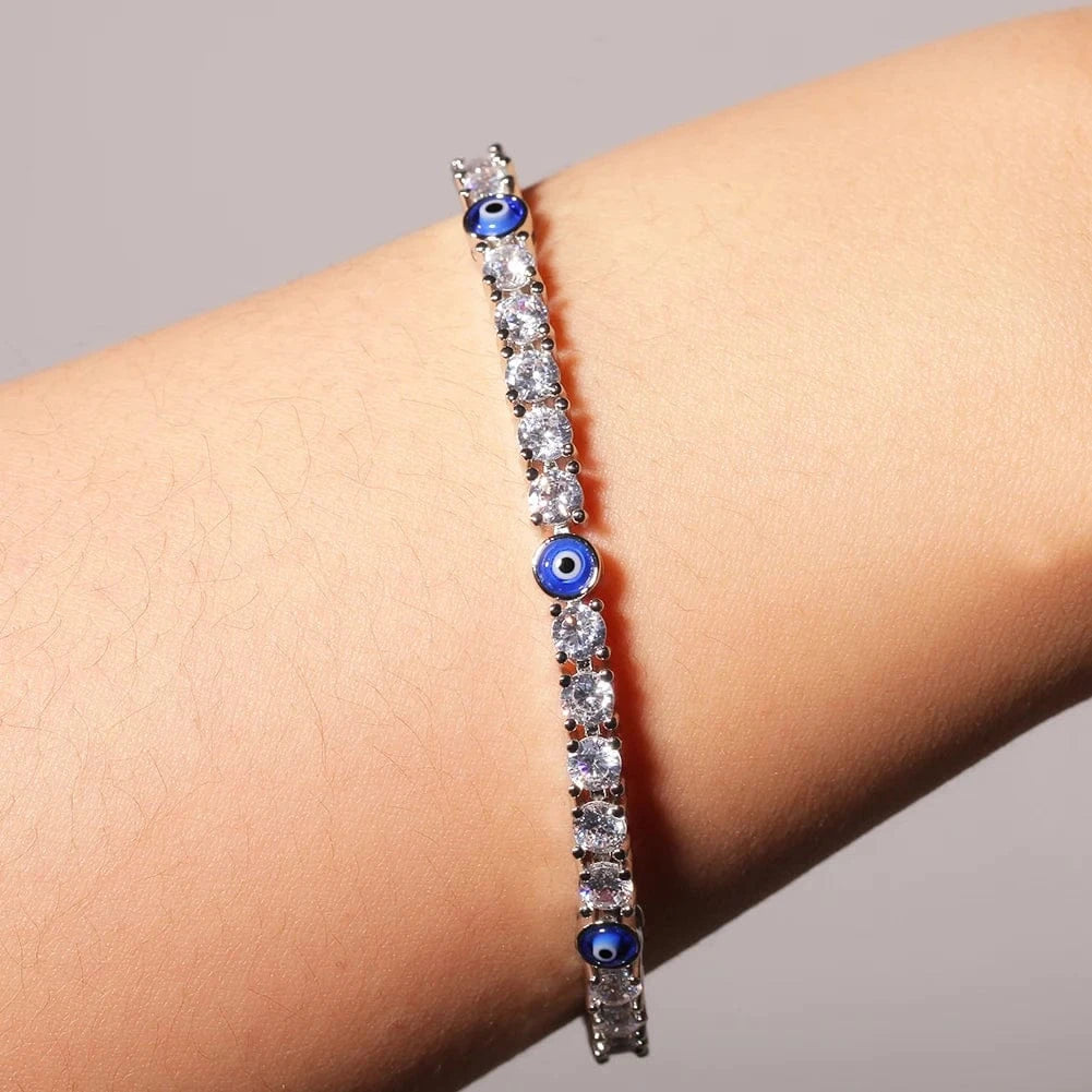 New Arrival Turkish Blue Eye Bracelet Anklet AAA CZ Iced Out Tennis Bracelets Wholesale Women Jewelries