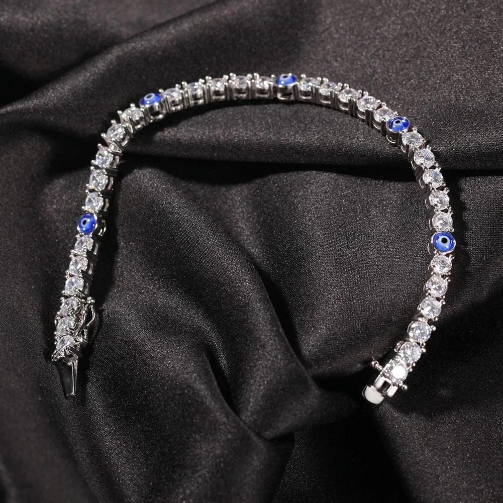 New Arrival Turkish Blue Eye Bracelet Anklet AAA CZ Iced Out Tennis Bracelets Wholesale Women Jewelries