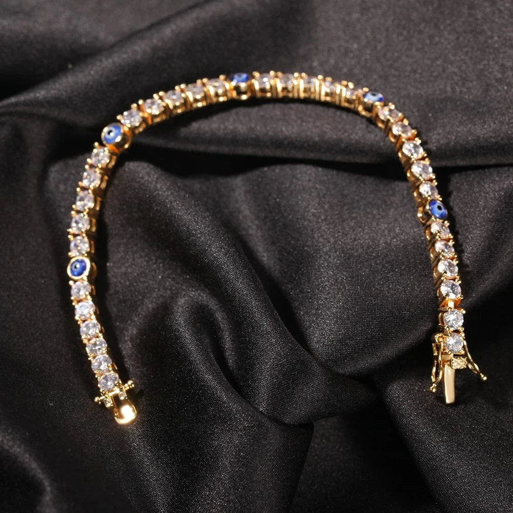 New Arrival Turkish Blue Eye Bracelet Anklet AAA CZ Iced Out Tennis Bracelets Wholesale Women Jewelries