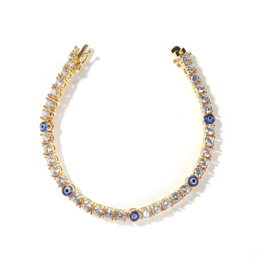 New Arrival Turkish Blue Eye Bracelet Anklet AAA CZ Iced Out Tennis Bracelets Wholesale Women Jewelries