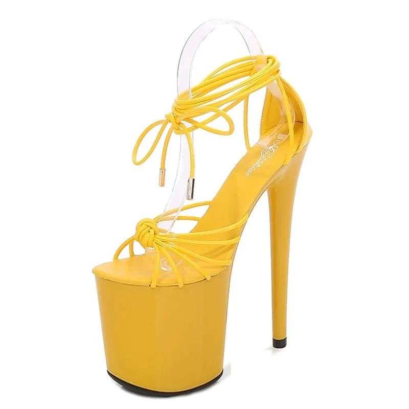 New Arrival Women Shoes 20 Cm Stilettos Heels 10 Cm Platform Colorful Knot Sandals Sexy Ladies Ankle Strap Sandals Shoes