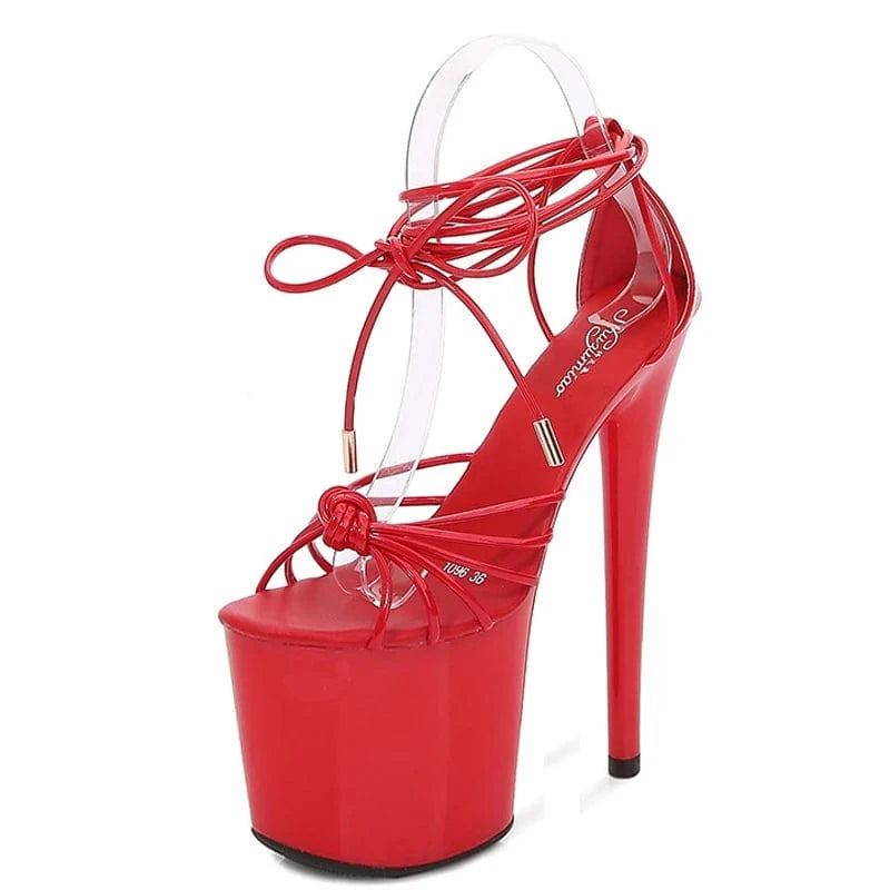 New Arrival Women Shoes 20 Cm Stilettos Heels 10 Cm Platform Colorful Knot Sandals Sexy Ladies Ankle Strap Sandals Shoes