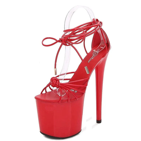 New Arrival Women Shoes 20 Cm Stilettos Heels 10 Cm Platform Colorful Knot Sandals Sexy Ladies Ankle Strap Sandals Shoes