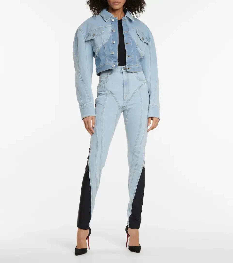 New arrivals 2024 boutique stylish fashion stretchy patchwork denim women's jeans pants