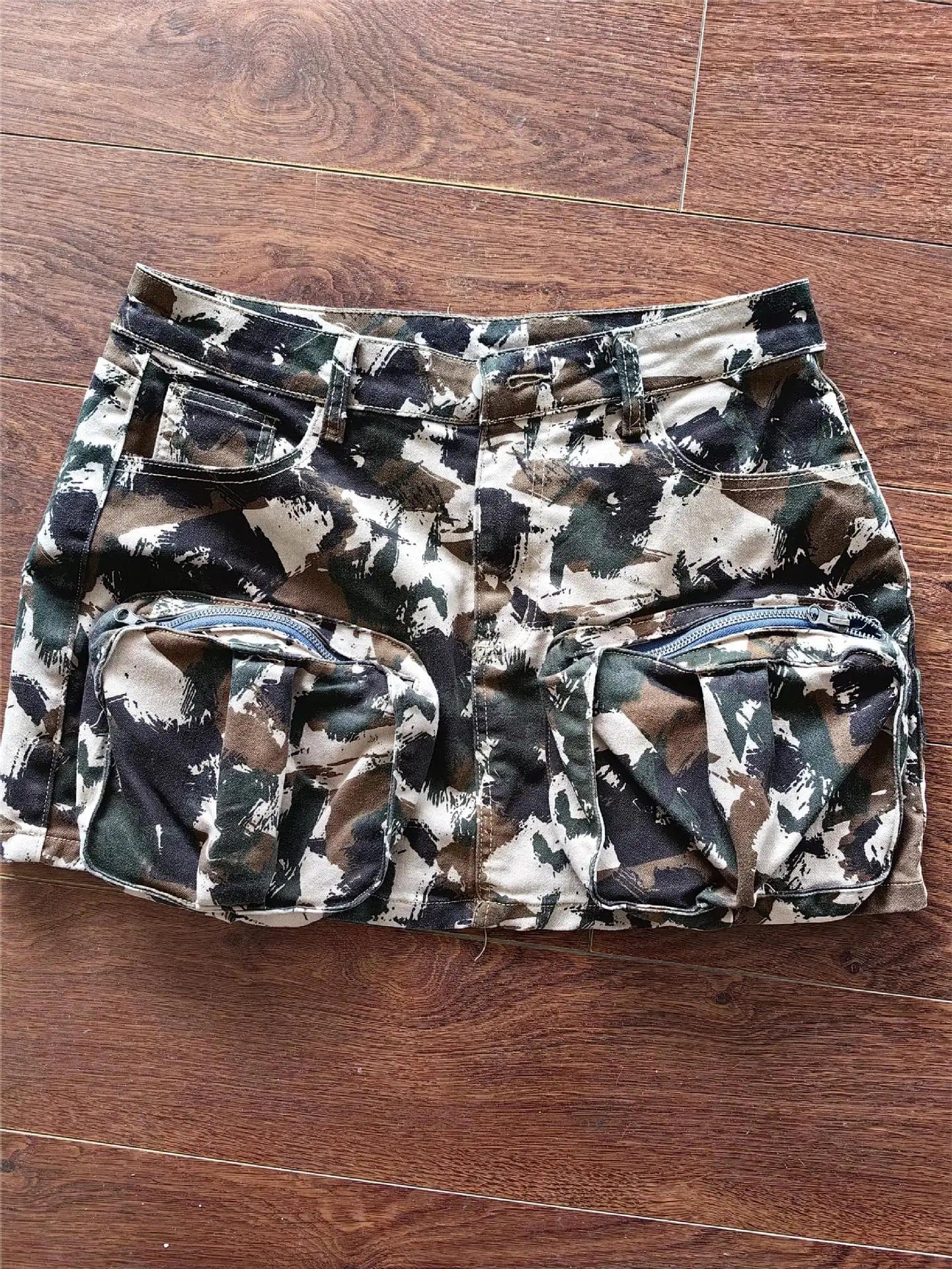 New arrivals 2024 summer S-2XL camouflage print jeans denim skirt women's cargo skirts