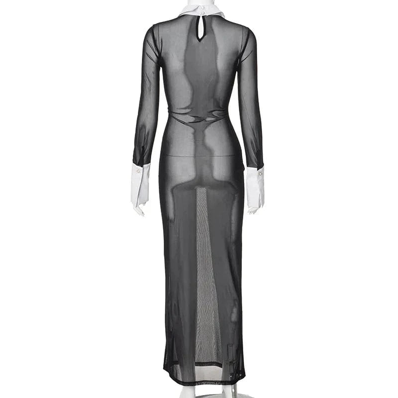 New arrivals boutique 2024 spring polo hot sexy mesh elegant maxi women's dresses