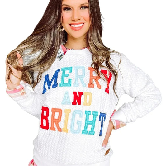 New Arrivals Christmas Merry Sweater Autumn Polyester Embroidery Letters Santa Hoodies women's clothing tops