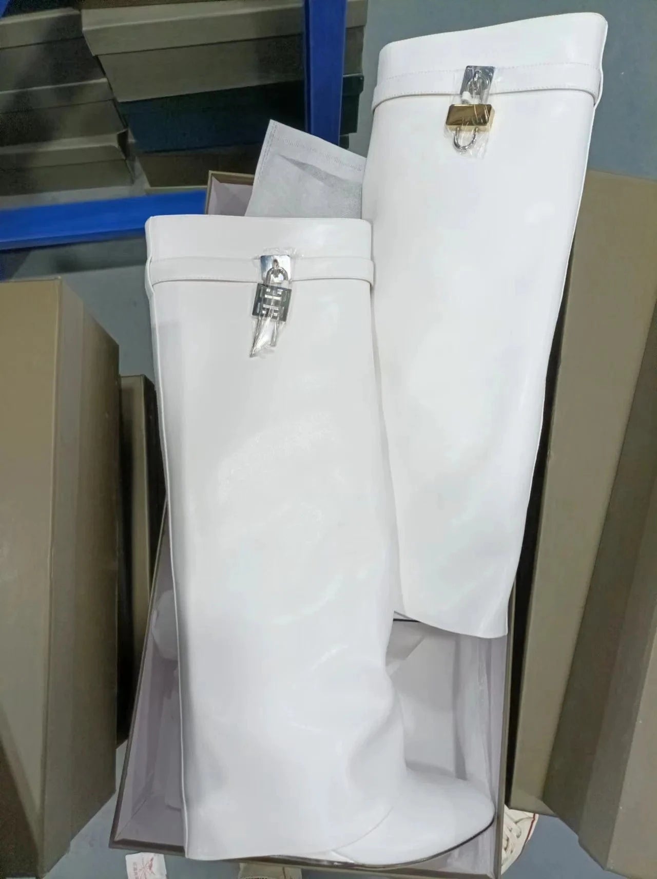 New arrivals luxury winter autumn locking quality leather two length women's boots shoes