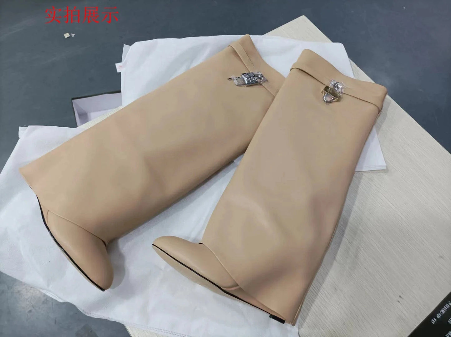 New arrivals luxury winter autumn locking quality leather two length women's boots shoes