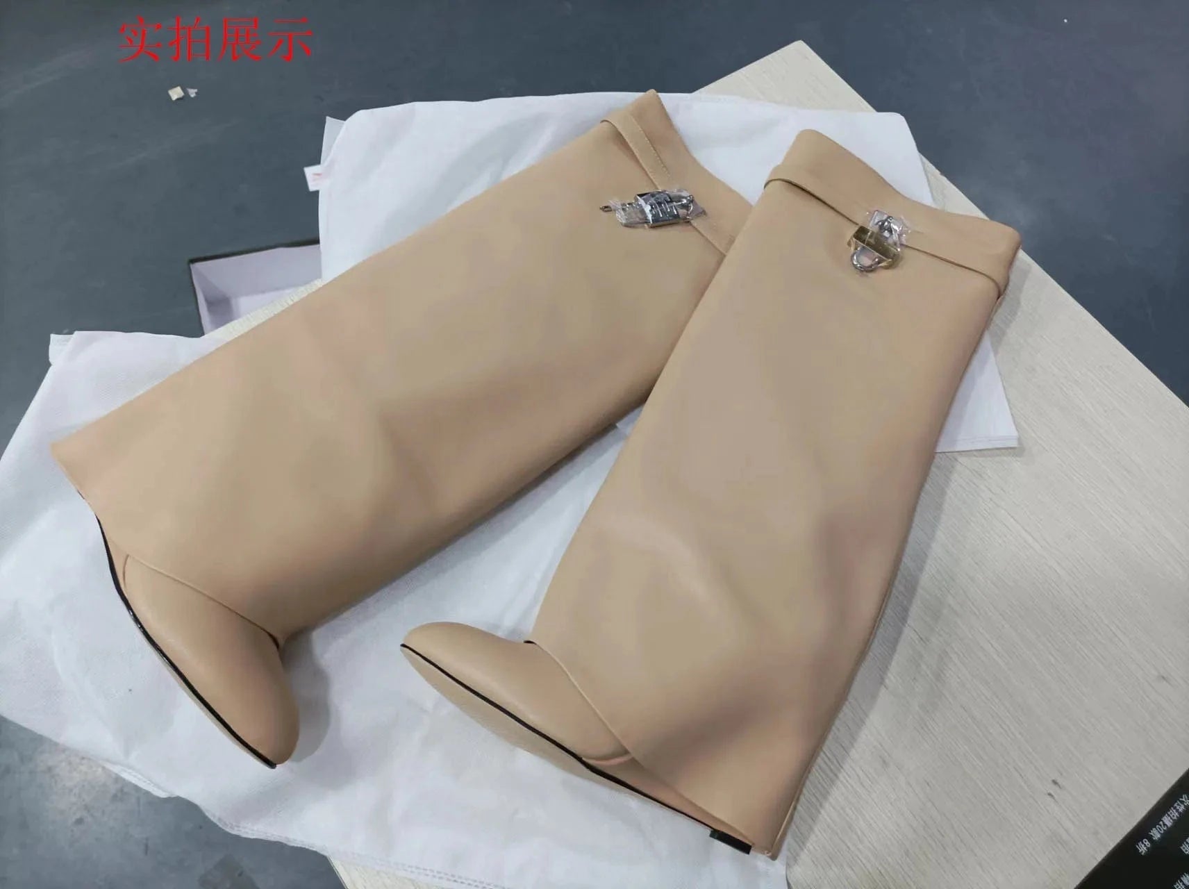 New arrivals luxury winter autumn locking quality leather two length women's boots shoes