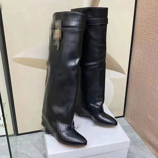 New arrivals luxury winter autumn locking quality leather two length women's boots shoes