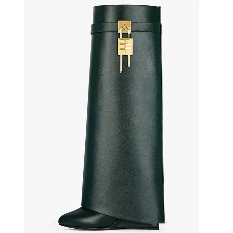 New arrivals luxury winter autumn locking quality leather two length women's boots shoes