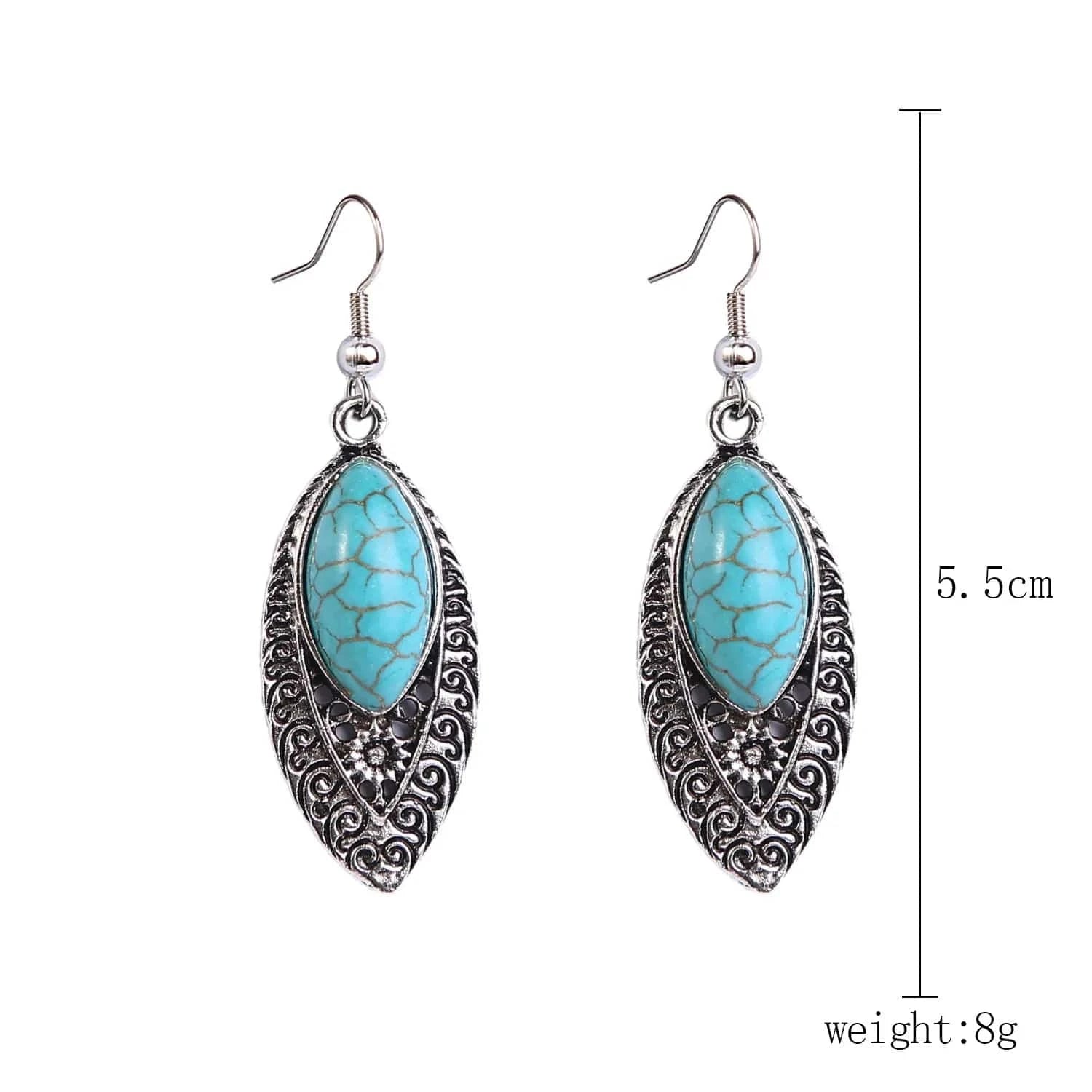 New Arrivals Retro Bohemian Turquoise Stone tribal earrings Vintage Drop Earrings Long Boho Earrings Jewelry for Women Gifts