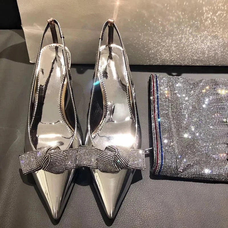 New Arrivals Rhinestone Pointed Toe High Heel Shoes Fashion Bow Sandals For Women design fashion sandals