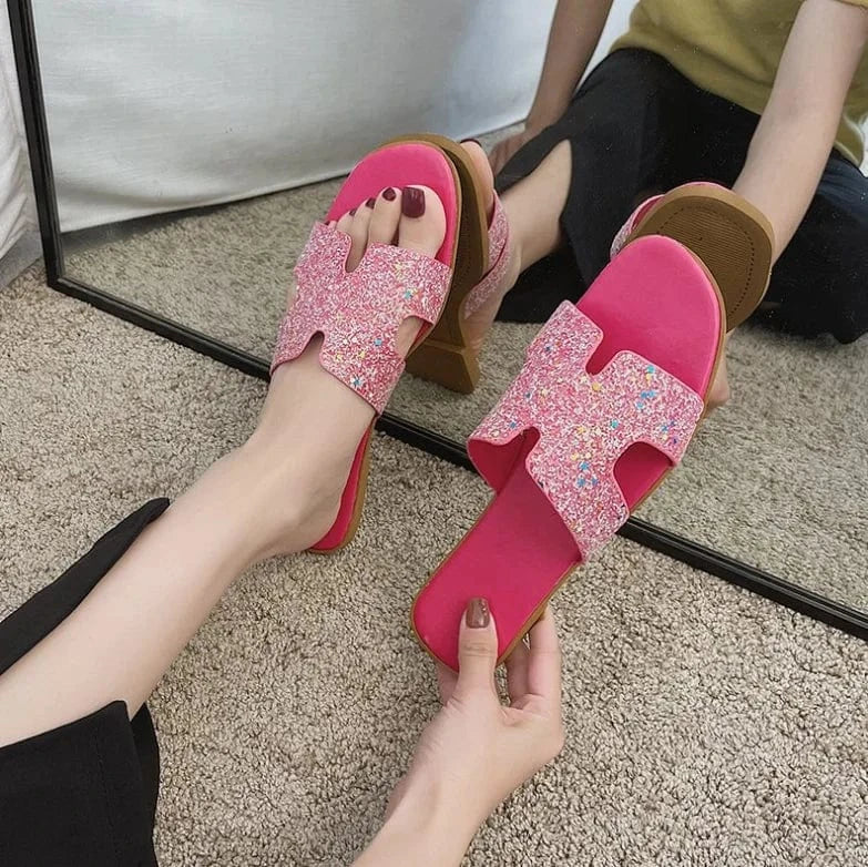 New arrivals summer  bling flip flops plastic shoes rhinestone sandals mule jelly slides women
