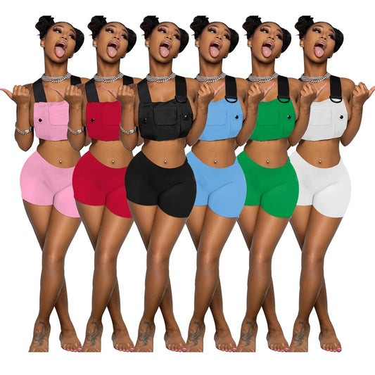 New Arrivals Tank Top Two Shorts Sets for Womens Set Tooling 2 piece Set Women Clothing Ladies Cute Outfits