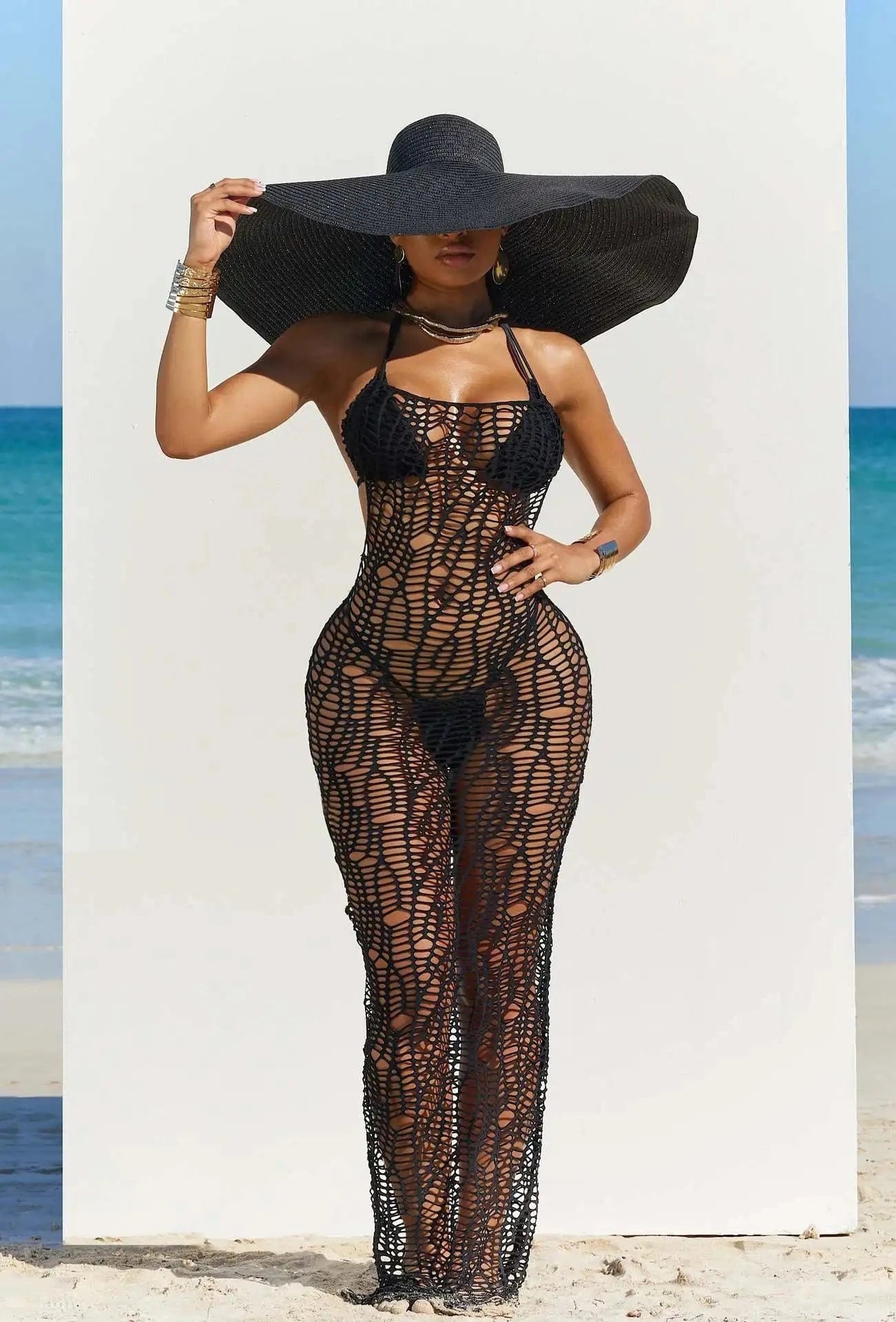 New arrivals womens crochet beach mesh swimwear coverup for women summer 2024
