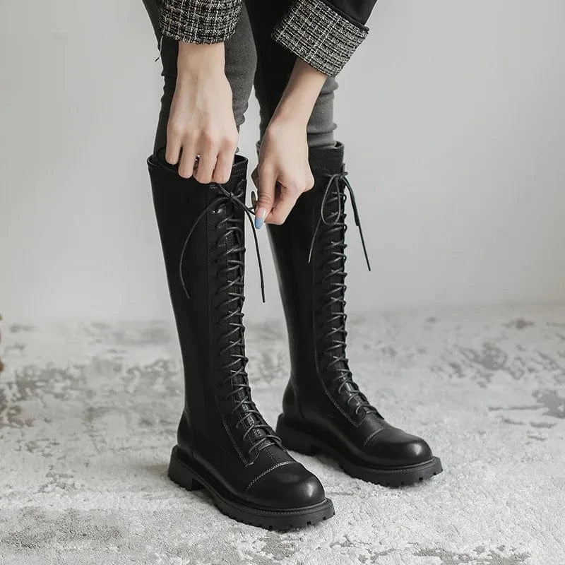 New Autumn Winter Women Platform Boots Round-toe Slim Fit Ladies Knee Length Boots Sexy Party Dress Long Boots Female