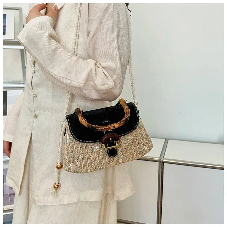 New Box Shape weave Crossbody Hand Bag Girls Shoulder Bag Clutch Purse Cute Small Women's Handbags
