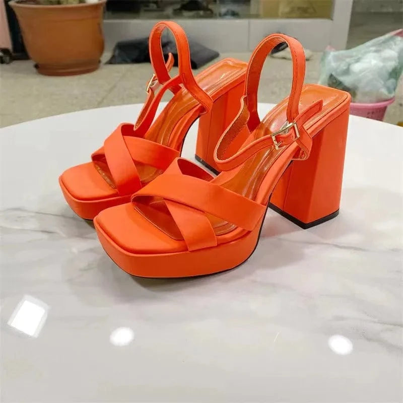New Brand Platform Heeled Sandals For Women High Heels Summer Shoes Design Dress Wedding Peep Toe Fashion Big Size 36-41