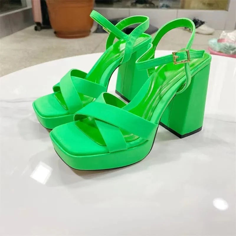 New Brand Platform Heeled Sandals For Women High Heels Summer Shoes Design Dress Wedding Peep Toe Fashion Big Size 36-41
