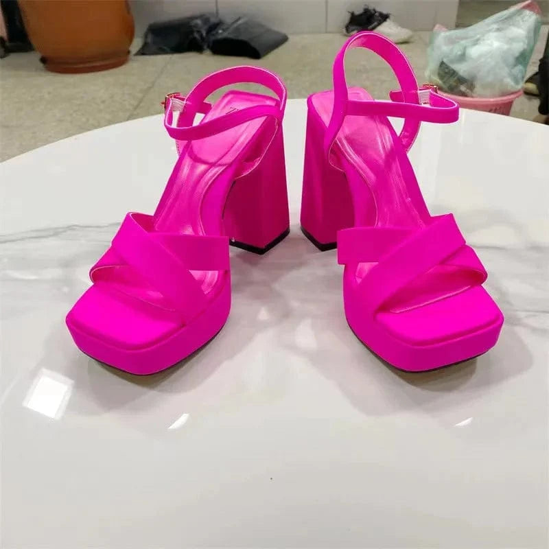 New Brand Platform Heeled Sandals For Women High Heels Summer Shoes Design Dress Wedding Peep Toe Fashion Big Size 36-41