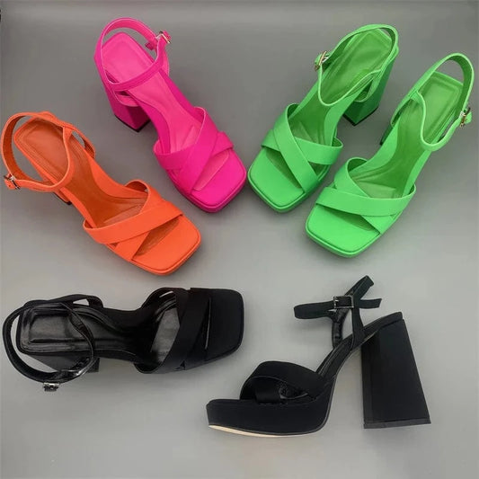 New Brand Platform Heeled Sandals For Women High Heels Summer Shoes Design Dress Wedding Peep Toe Fashion Big Size 36-41