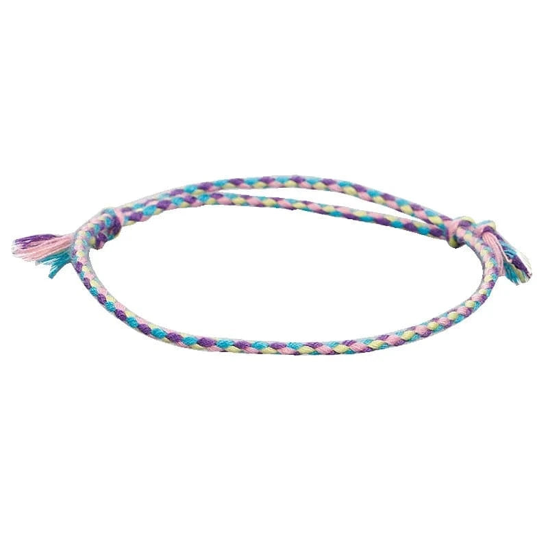 New Canonical Ping An Buckle Four Strand Color Bracelet Simple Handmade Woven Bracelets Women's Adjustable Rope Bracelet