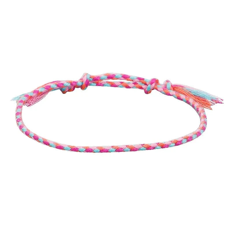 New Canonical Ping An Buckle Four Strand Color Bracelet Simple Handmade Woven Bracelets Women's Adjustable Rope Bracelet