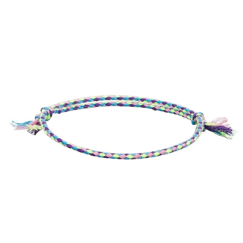 New Canonical Ping An Buckle Four Strand Color Bracelet Simple Handmade Woven Bracelets Women's Adjustable Rope Bracelet