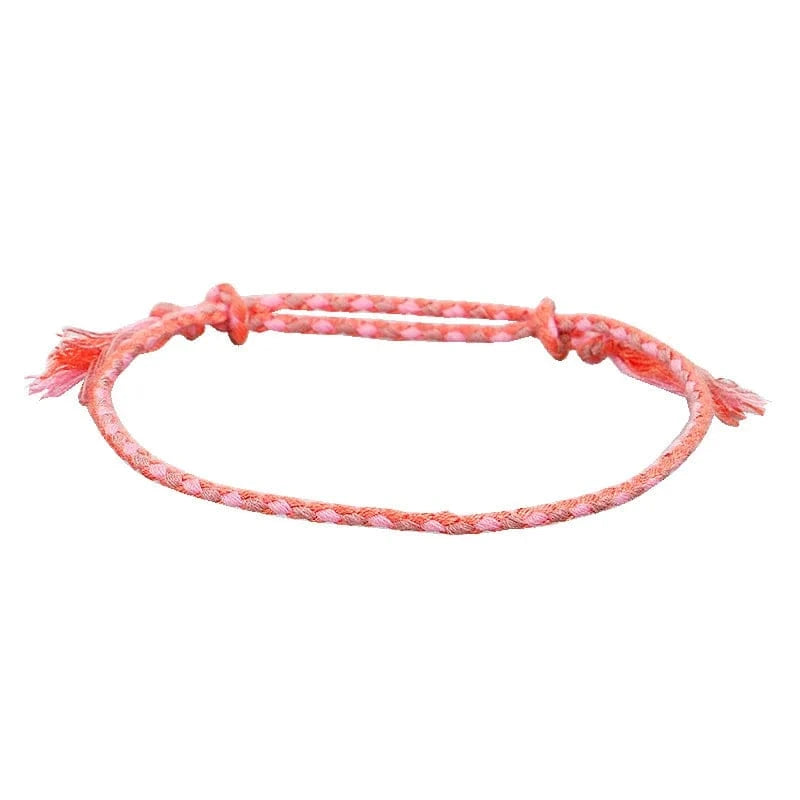 New Canonical Ping An Buckle Four Strand Color Bracelet Simple Handmade Woven Bracelets Women's Adjustable Rope Bracelet