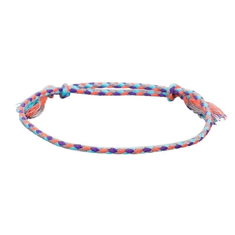 New Canonical Ping An Buckle Four Strand Color Bracelet Simple Handmade Woven Bracelets Women's Adjustable Rope Bracelet