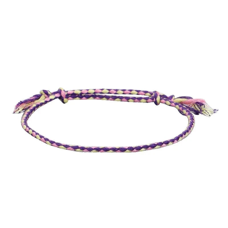 New Canonical Ping An Buckle Four Strand Color Bracelet Simple Handmade Woven Bracelets Women's Adjustable Rope Bracelet