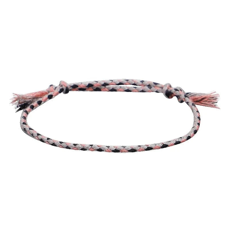 New Canonical Ping An Buckle Four Strand Color Bracelet Simple Handmade Woven Bracelets Women's Adjustable Rope Bracelet