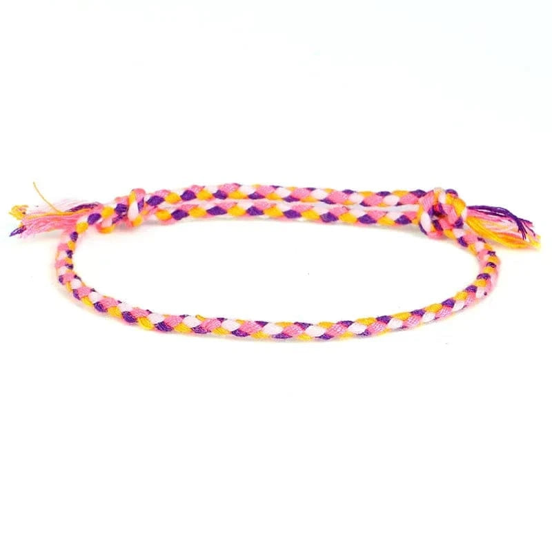 New Canonical Ping An Buckle Four Strand Color Bracelet Simple Handmade Woven Bracelets Women's Adjustable Rope Bracelet