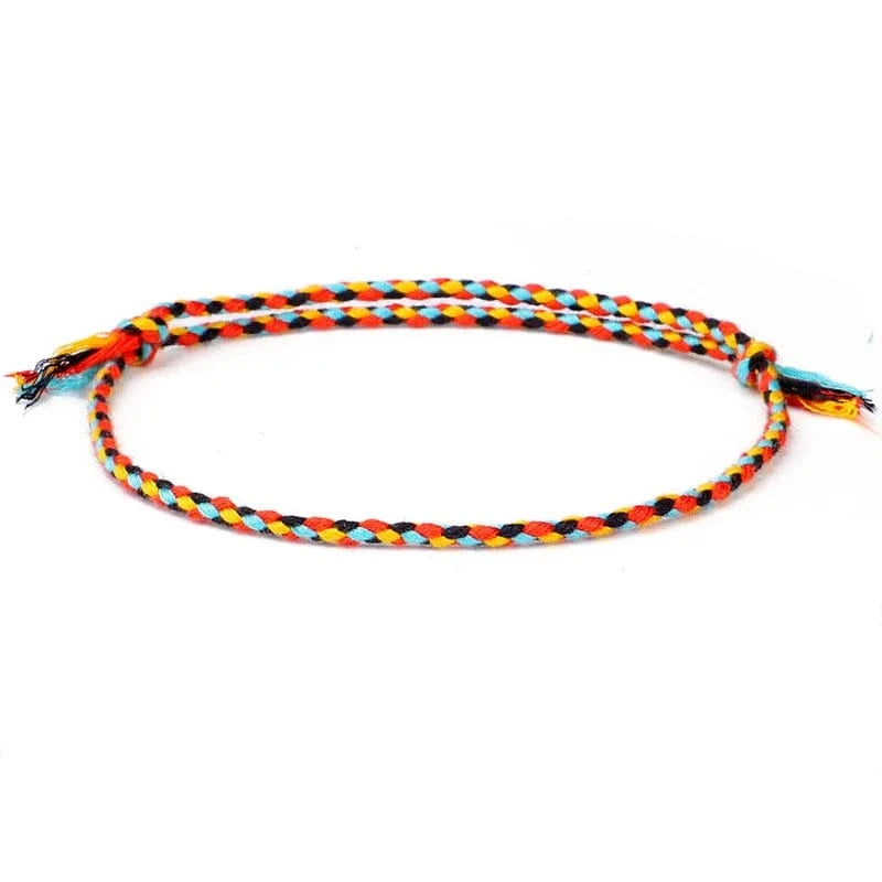 New Canonical Ping An Buckle Four Strand Color Bracelet Simple Handmade Woven Bracelets Women's Adjustable Rope Bracelet