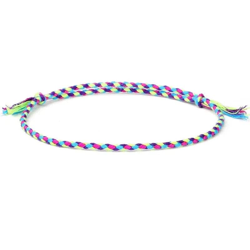 New Canonical Ping An Buckle Four Strand Color Bracelet Simple Handmade Woven Bracelets Women's Adjustable Rope Bracelet