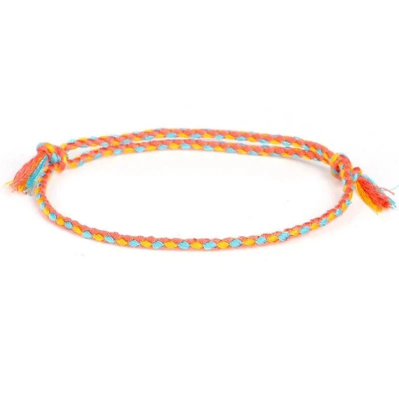 New Canonical Ping An Buckle Four Strand Color Bracelet Simple Handmade Woven Bracelets Women's Adjustable Rope Bracelet