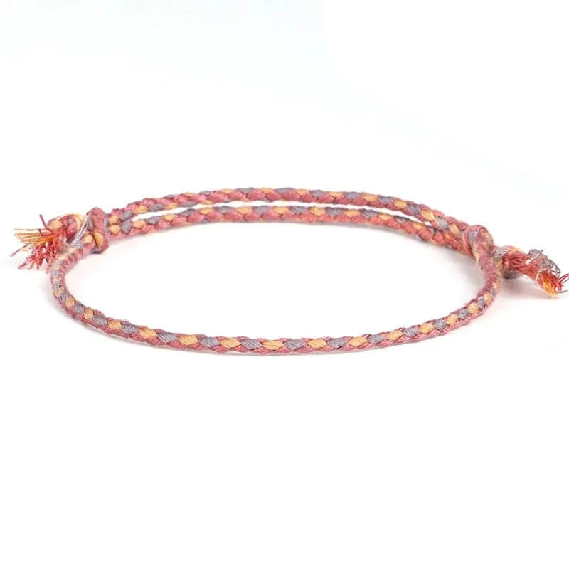 New Canonical Ping An Buckle Four Strand Color Bracelet Simple Handmade Woven Bracelets Women's Adjustable Rope Bracelet