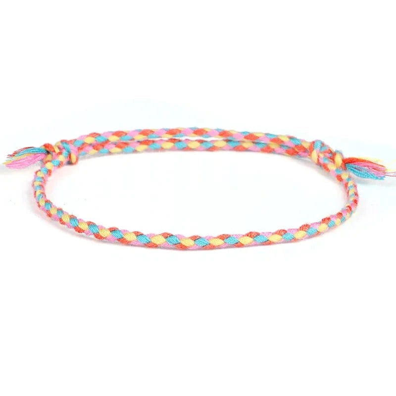 New Canonical Ping An Buckle Four Strand Color Bracelet Simple Handmade Woven Bracelets Women's Adjustable Rope Bracelet